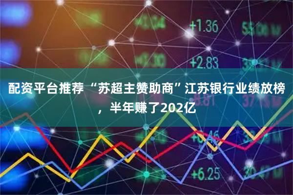 配资平台推荐 “苏超主赞助商”江苏银行业绩放榜，半年赚了202亿